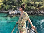 KAFTAN short Floral Green カフタンショートフローラルグリーン