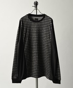 MMMM Side flannel switching crew neck Houndstooth pattern (BLK) 14025M24