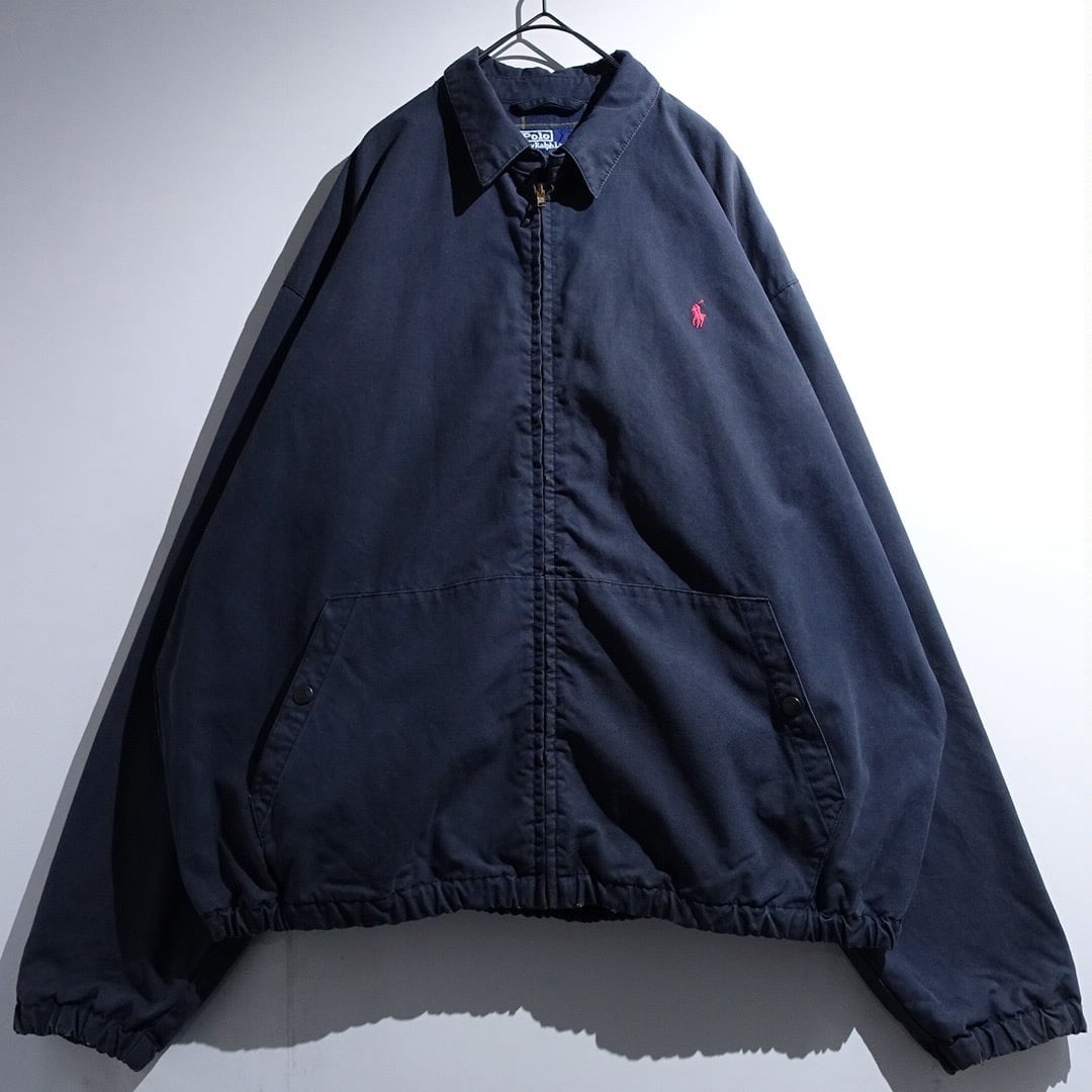 90s "Ralph Lauren" Faded Black Logo Check Lined Design Swing Top Blouson