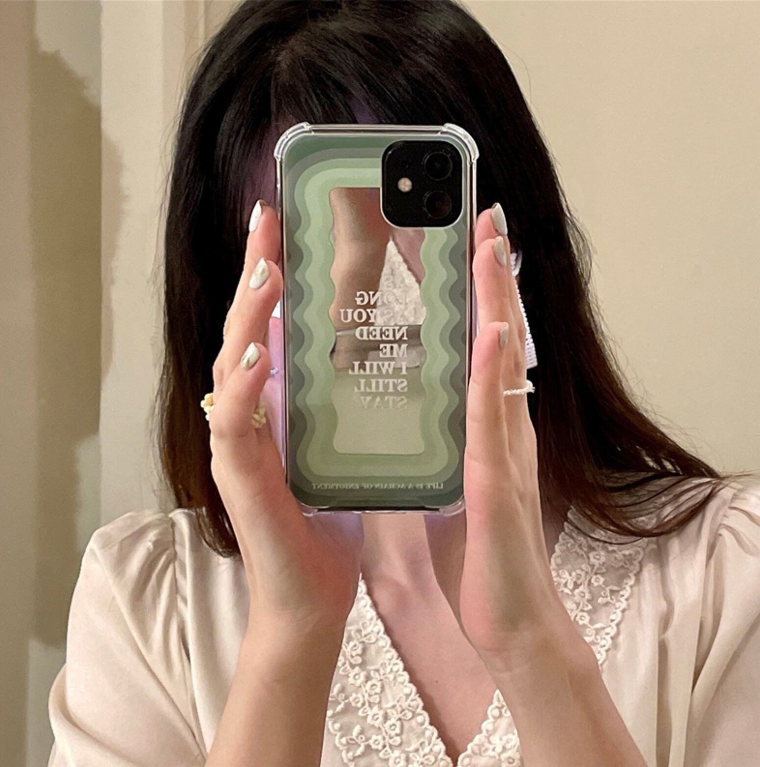 ミラーで 個性的 Iphoneケース シンプル スマート 鏡 スマホ スマホカバー アイフォンカバー カジュアル 曲線 Lamitte Deco トレンド 韓国ファッション ショップ Base店