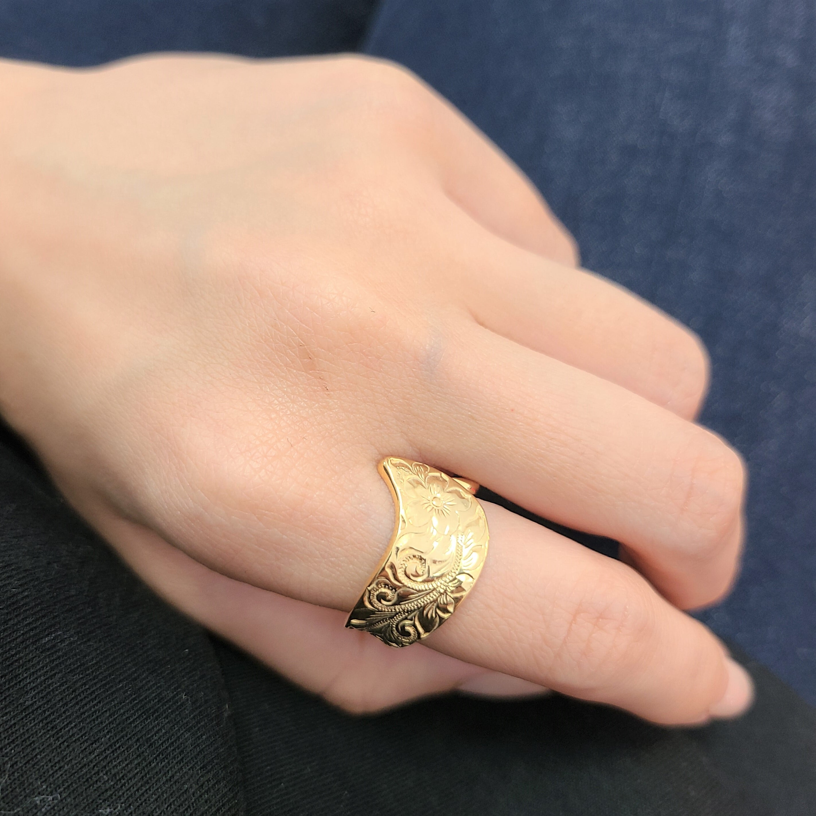 幸運を呼ぶハワイアンオープンリング ゴールド ハワイアンジュエリー《送料無料》