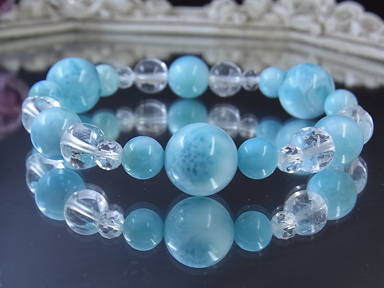 【良質】うるぷるラリマー １３㎜　ブレスレット　美品　ブルーペクトライト 良質】うるぷるラリマー 13㎜ブレスレット美品ブルーペクトライト