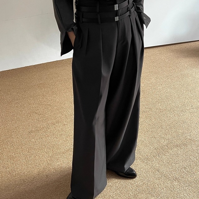 ダブルベルトタックワイドパンツ 2color MPA0158