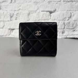 CHANEL シャネル ココマーク レザー 三つ折り財布 黒 A-13274