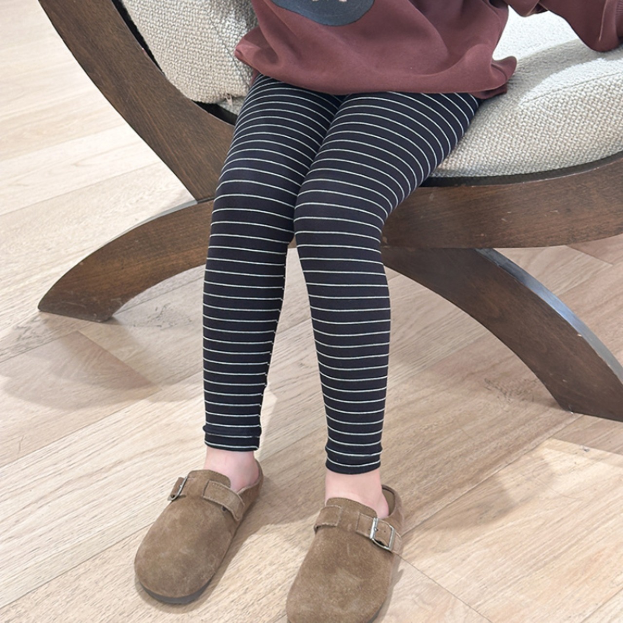 秋高密度編みウール混レギンス