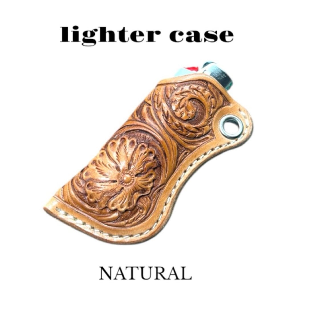テリー様オーダー　レザーカービング　ライターケース　J26 4点 レザーカービング BIGJ26用ライターケース ナチュラル | Fives leather