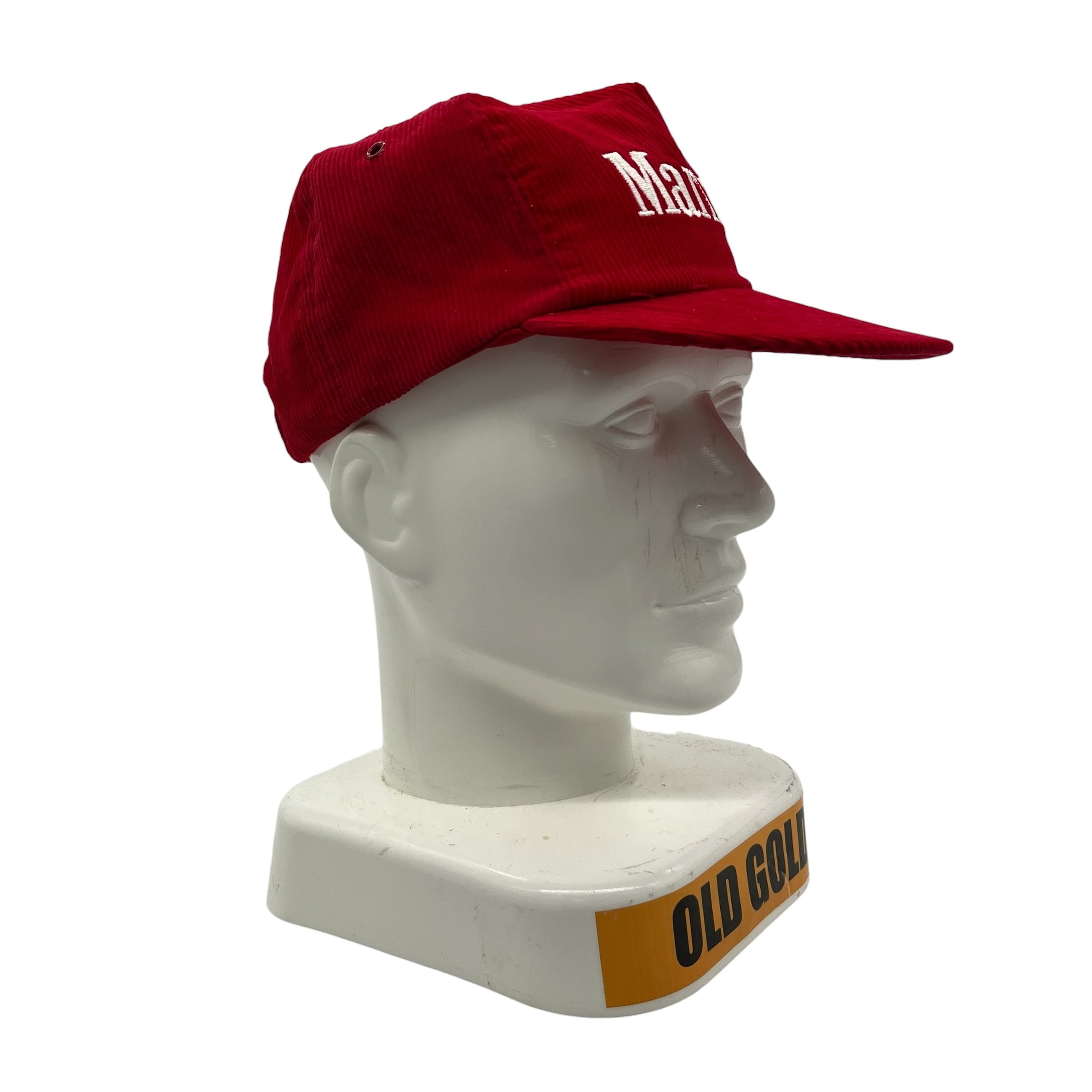 Marlboro コーデュロイ キャップ レッド　90s キャップ/帽子】90s Marlboro（マールボロ）ビンテージ コーデュロイ