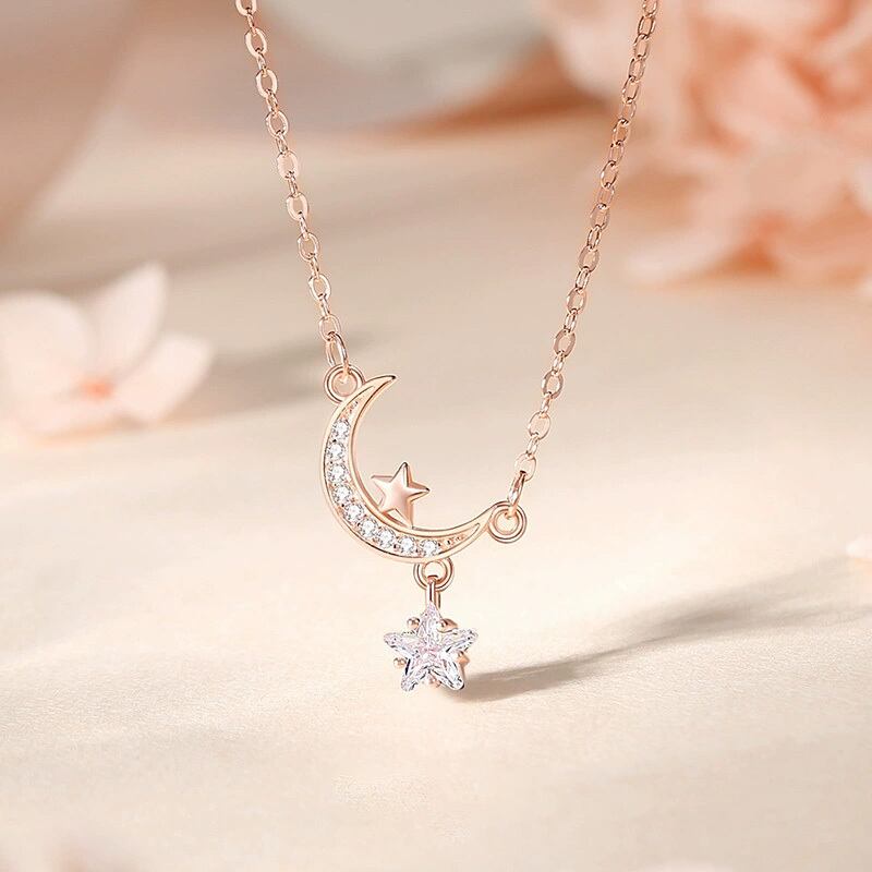 星月 ジルコン ネックレス レディース K18 18金 ジュエリー | Daimaruya