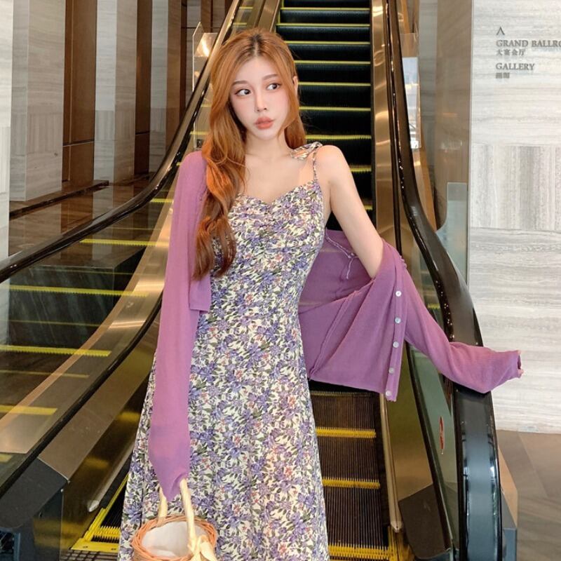 2020年夏のトールスーツ175バージョンの新しい花柄ドレスヒョナスタイルのツーピーススカート 1号婦人24384038908