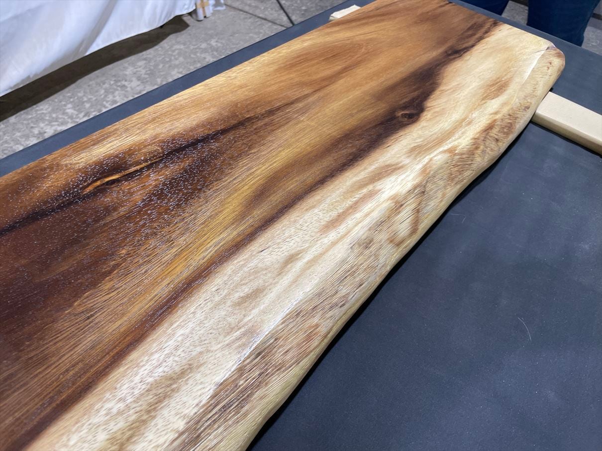 モンキーポッド3824 一枚板無垢 乾燥材 880x260-250x50mm カウンター
