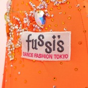 【社交ダンス衣装】オレンジ fussis フーシーズ ワンピース ドレス フロート フリル レース デモ 競技用 パーティ ビーズ