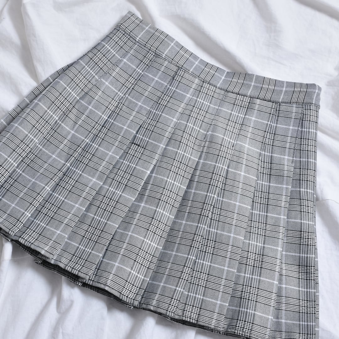 【35%OFF】グレンチェック プリーツミニスカート