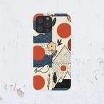 受注生産 iPhoneケース 赤丸と花の民芸コラージュ柄｜花モチーフ FMSY069B