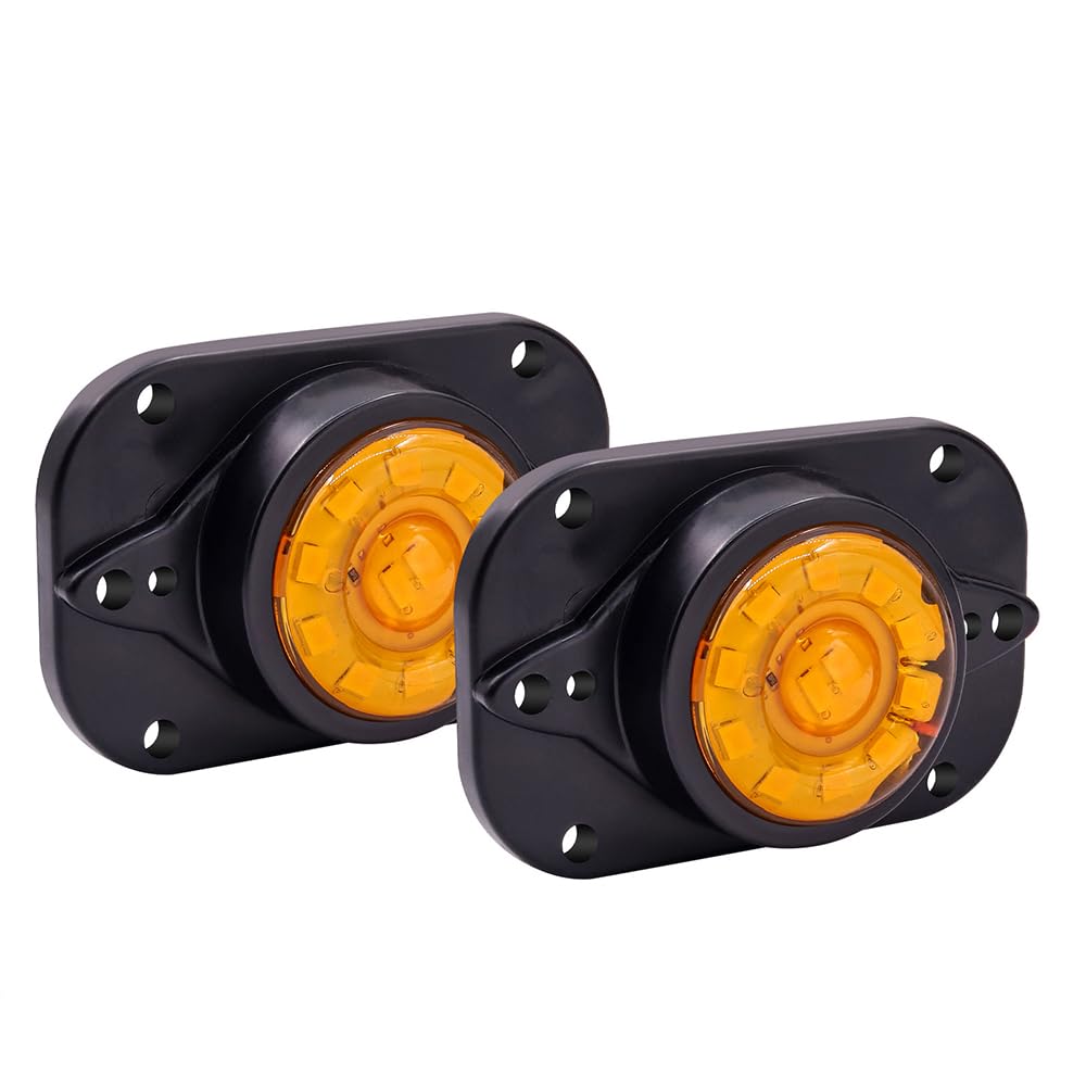 Aoling トラックサイドマーカー 24V オレンジ 軽トラックマーカーランプ LED バス 路肩灯 14LED 防水防塵 高輝度 トレーラーマーカー 2個セット