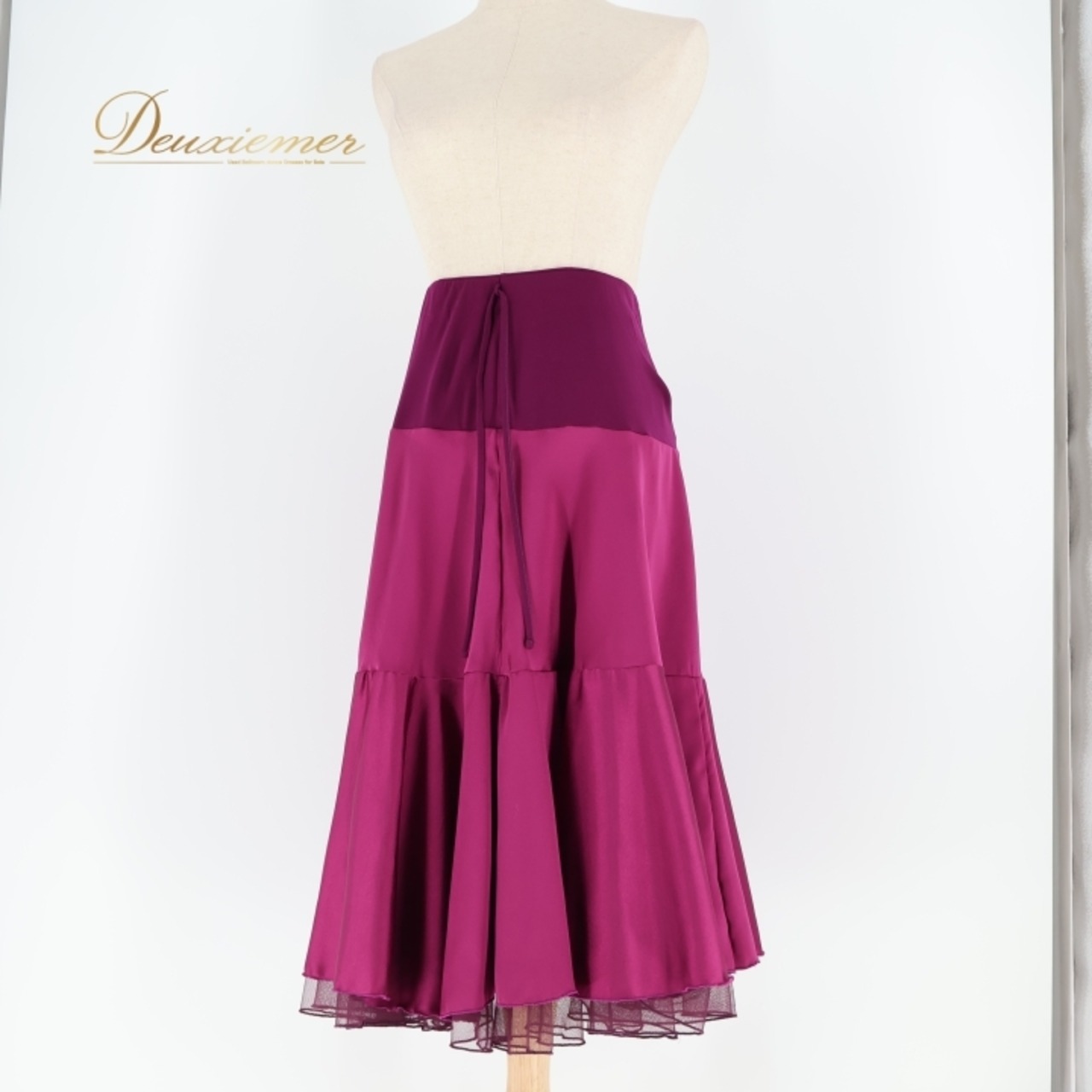 社交ダンス 衣装 スカート ラテン ミニ丈 パーティ レッスン 練習 ピンク 紫 レース 光沢 綺麗 かわいい ピンク系 パープル系 フレア 大人用 おしゃれ ダンスウェア 発表会 エレガント シンプル