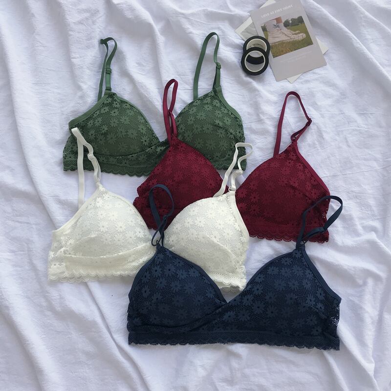 夏の薄いレースフレンチトライアングルカップスチールリングなしアンチグレアブラ下着女性の通気性のあるセクシーな包まれた胸 1号婦人10221035290