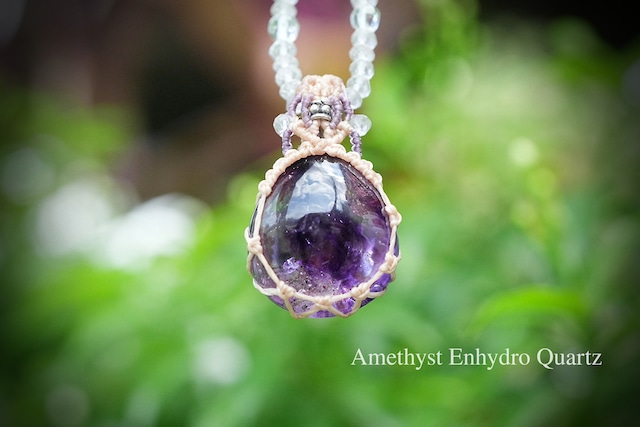 水入り★スーパーセブン★アメジスト マクラメネックレス1873