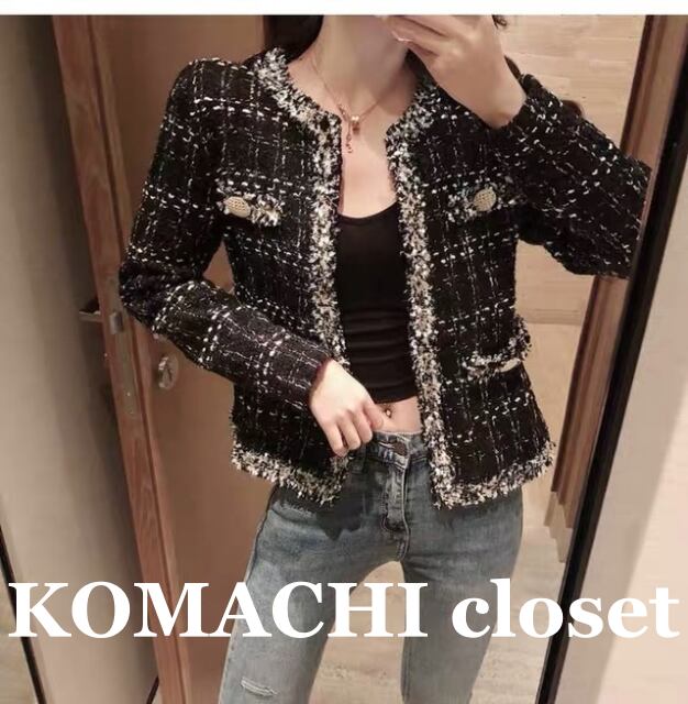 【送料無料】 ツイードジャケット おしゃれ 定番 きちんと モノトーン 韓国 レディース オルチャン 長袖 Uネック ボタン かわいい 大人可愛い 上品 おしゃれ レトロ こなれ感 エレガント モダン フォーマル 抜け感 フェミニン オトナ女子 大人女子 高見え 春 秋 40代 50代 ママ 休日 イベント カフェ 女子会 ビジネス ミーティング 会議 着回し 普段使い トレンド 流行 インスタ映え S M L XL 2XL 3XL 白 ホワイト 黒 ブラック ベーシックカラー