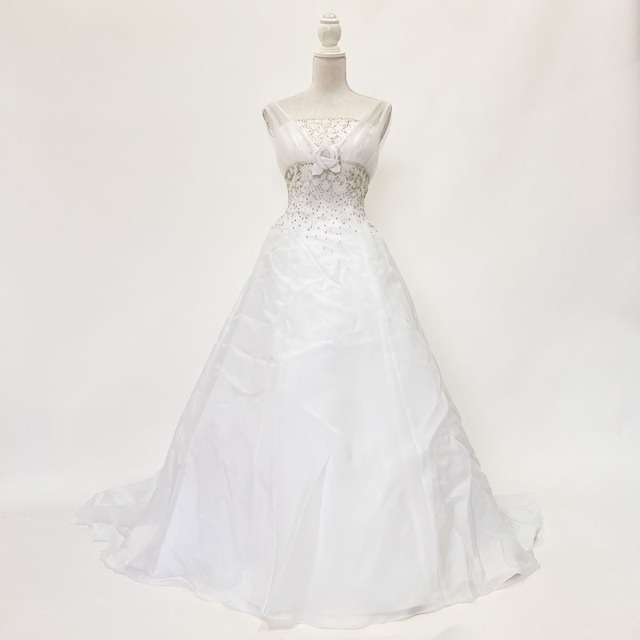 ウェディングドレス　中古　ホワイト　9号　Aライン　結婚式　前撮り衣装として　W-314