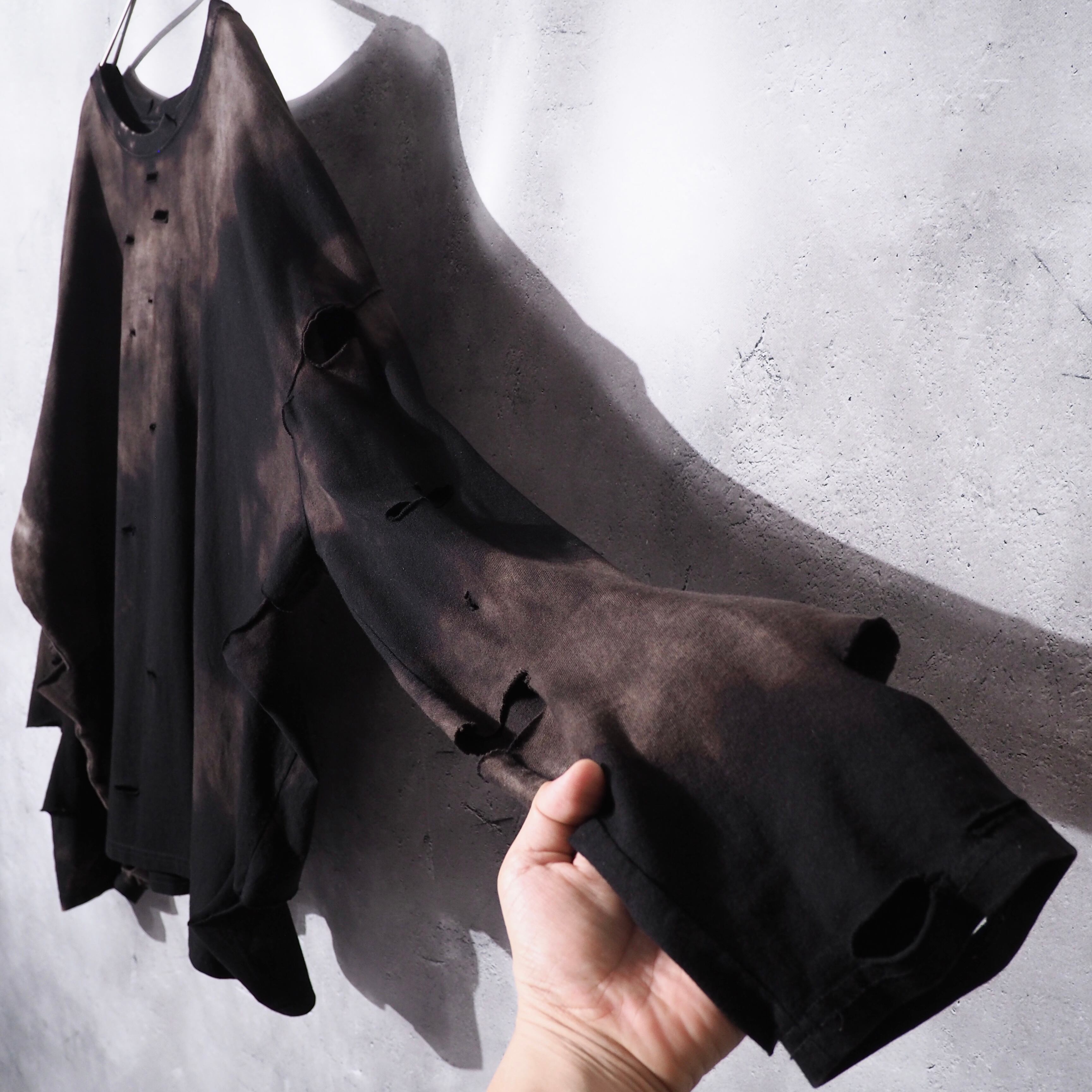 ” 循環 ” Over dyed × Damage Boro Circulation Long sleeve Re:make Tee