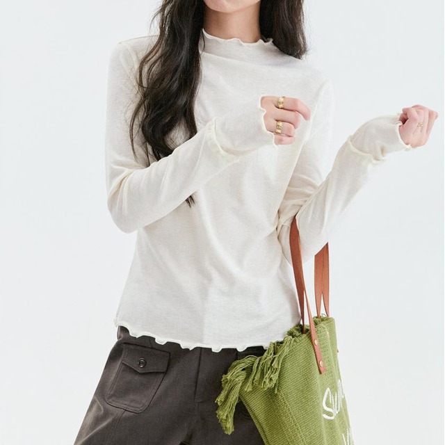 ribbed mellow edge high-neck cutsew