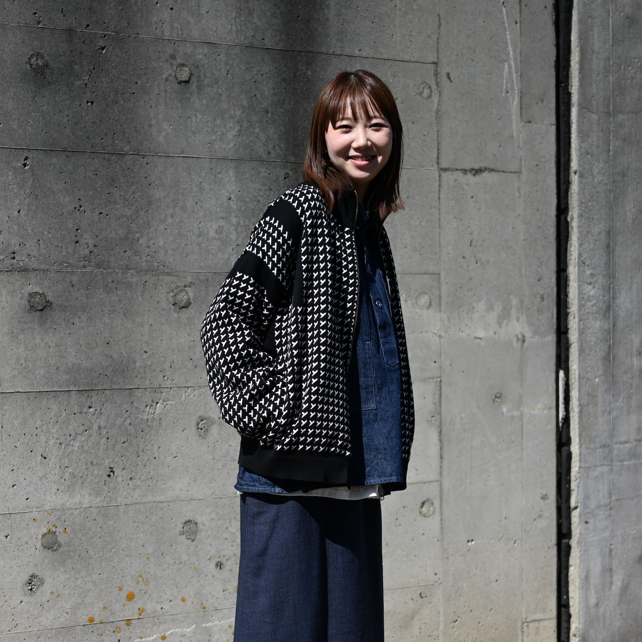 YASHIKI / GANKO別注 Shinsetsu Drivers Knit レディース着用コーディネート