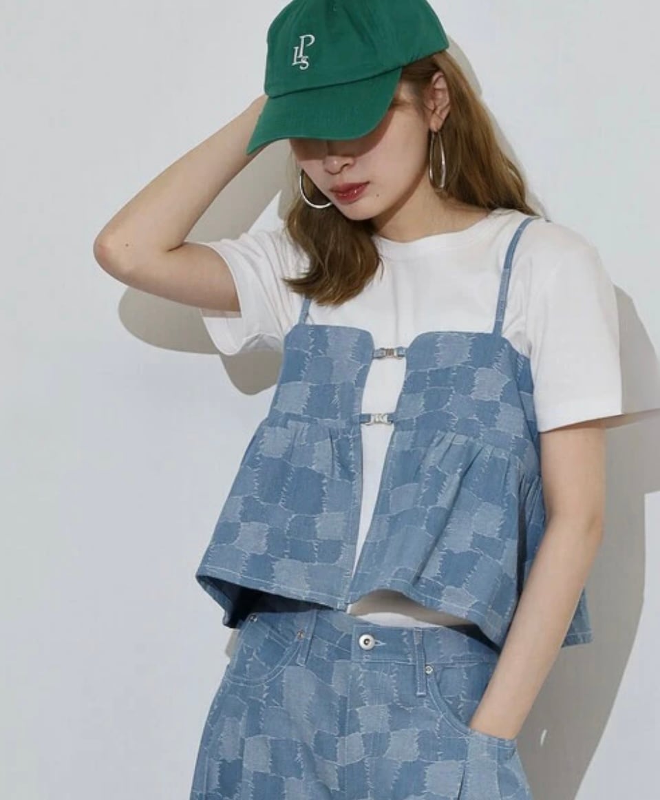 パッチワーク風デニムビスチェ / 2color