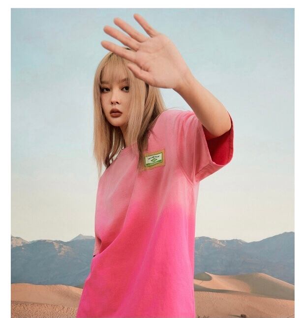 ユニセックス】Tシャツ グラデーション 緑 ピンク シャツ トップス