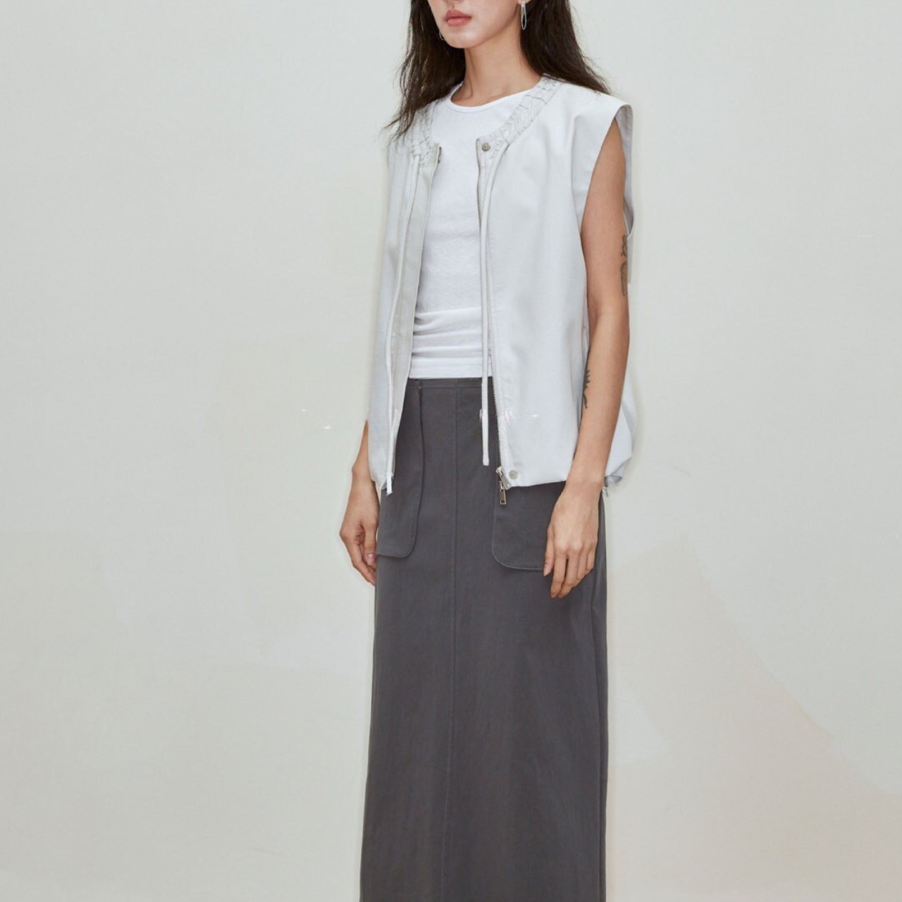 Open Front Sleeveless Short Vest【3color】 T4366