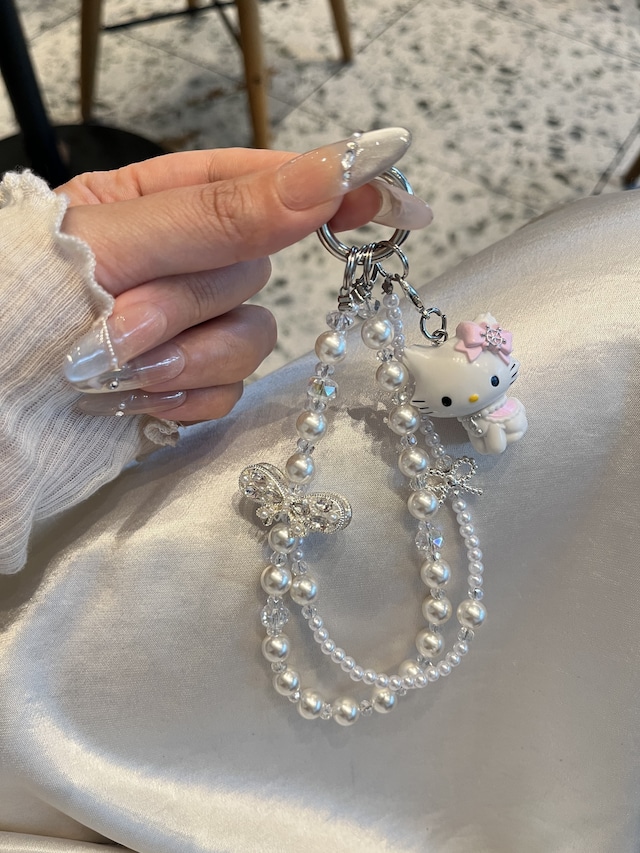 オリジナル手作りビーズストラップ WH2