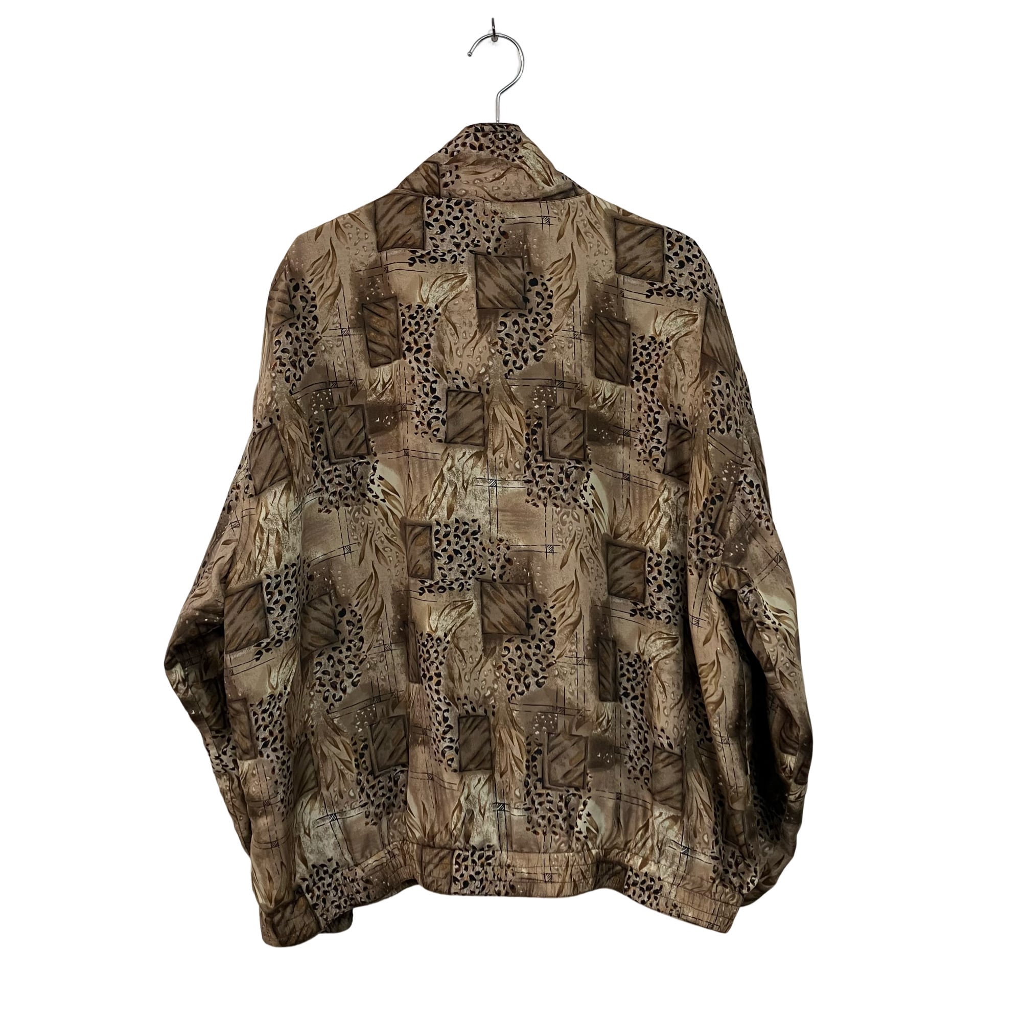 『VINTAGE VITAL ZONE Leopard Pattern Silk 100% Zip Blouson