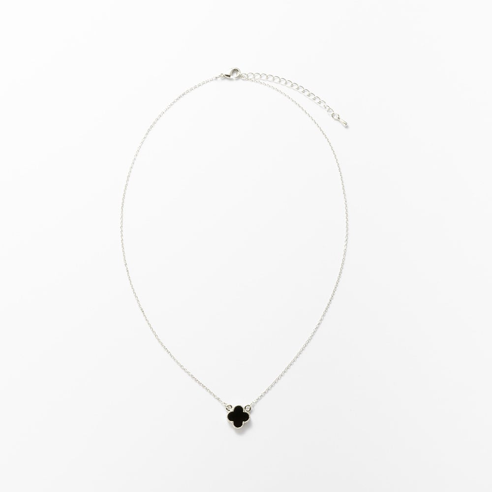 クローバー ネックレス シルバー×ブラックオニキス風【9mm】 | ASK