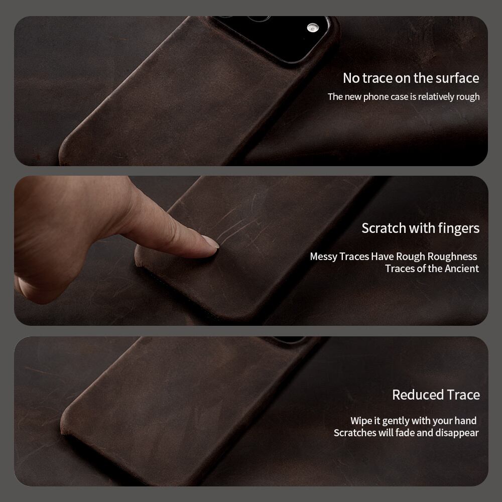 ◇iPhone17/16/15/Pro/Pro Max/Air◇ Crazy Horse Leather Phone Case