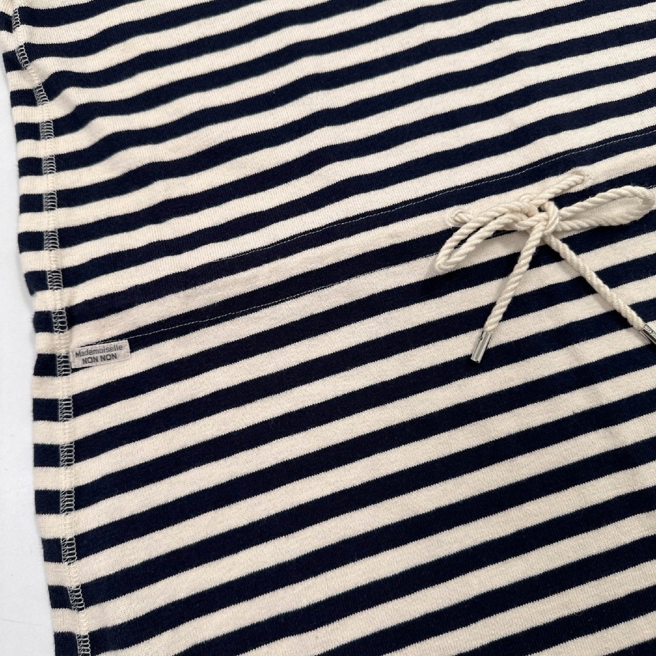 Mademoiselle NON NON マドモアゼルノンノン ミニ刺繍入り マリン ボーダー 半袖 ロング ワンピース/レディース/パパス/日本製