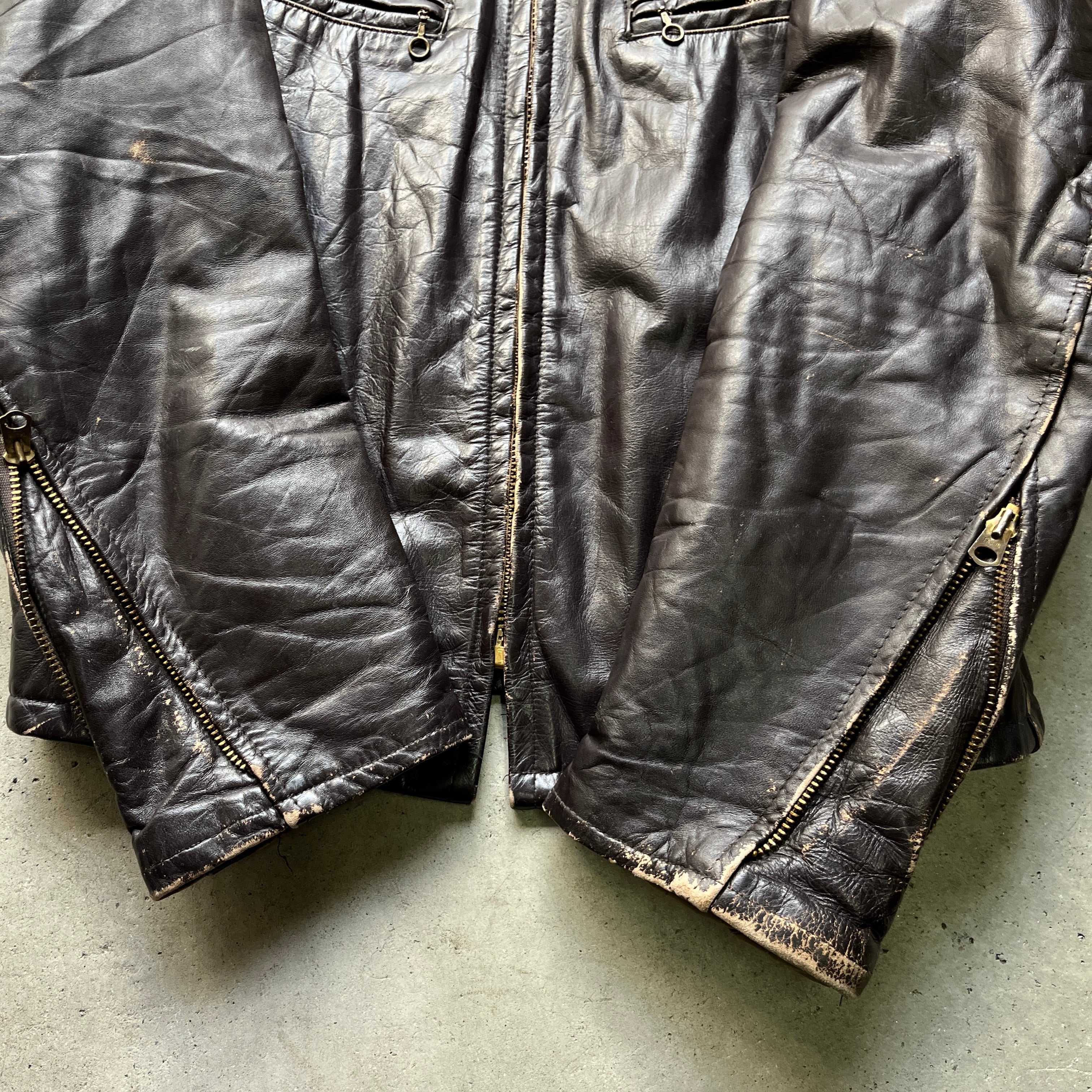 年代 THIS GENUINE LEATHER GARMENT シングルライダースジャケット レザージャケット メンズM L相当 古着  ダークブラウン 茶色 革ジャン s ヴィンテージ ビンテージ ブルゾン・ジャケットNEW   cave 古着屋公式古着通販サイト