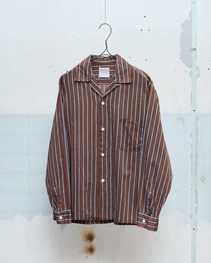 vintage “PENNEY’S TOWNCRAFT” brown striped cotton open collar shirt