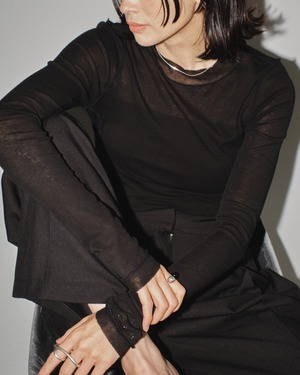 TODAYFUL　Sheer Crewneck Long T-shirts シアークルーネックTシャツ　Black