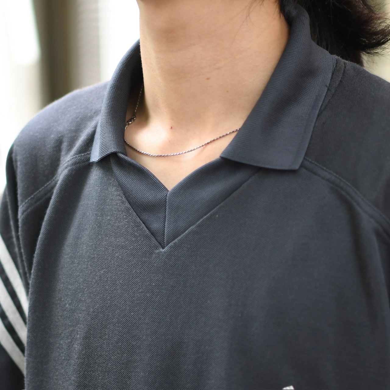 adidas charcoal gray design polo shirt