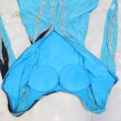 社交ダンス 衣装 スタンダードドレス ドレス ワンピース スタンダード 青 水色 黒 フロート デモ 競技 イングランド製 鮮やか 落ち感 綺麗 ブラック系 ブルー系 スタイリッシュ 輝き 華やか エレガント 長袖 フレアスカート モダン ステージ衣装 ショー用