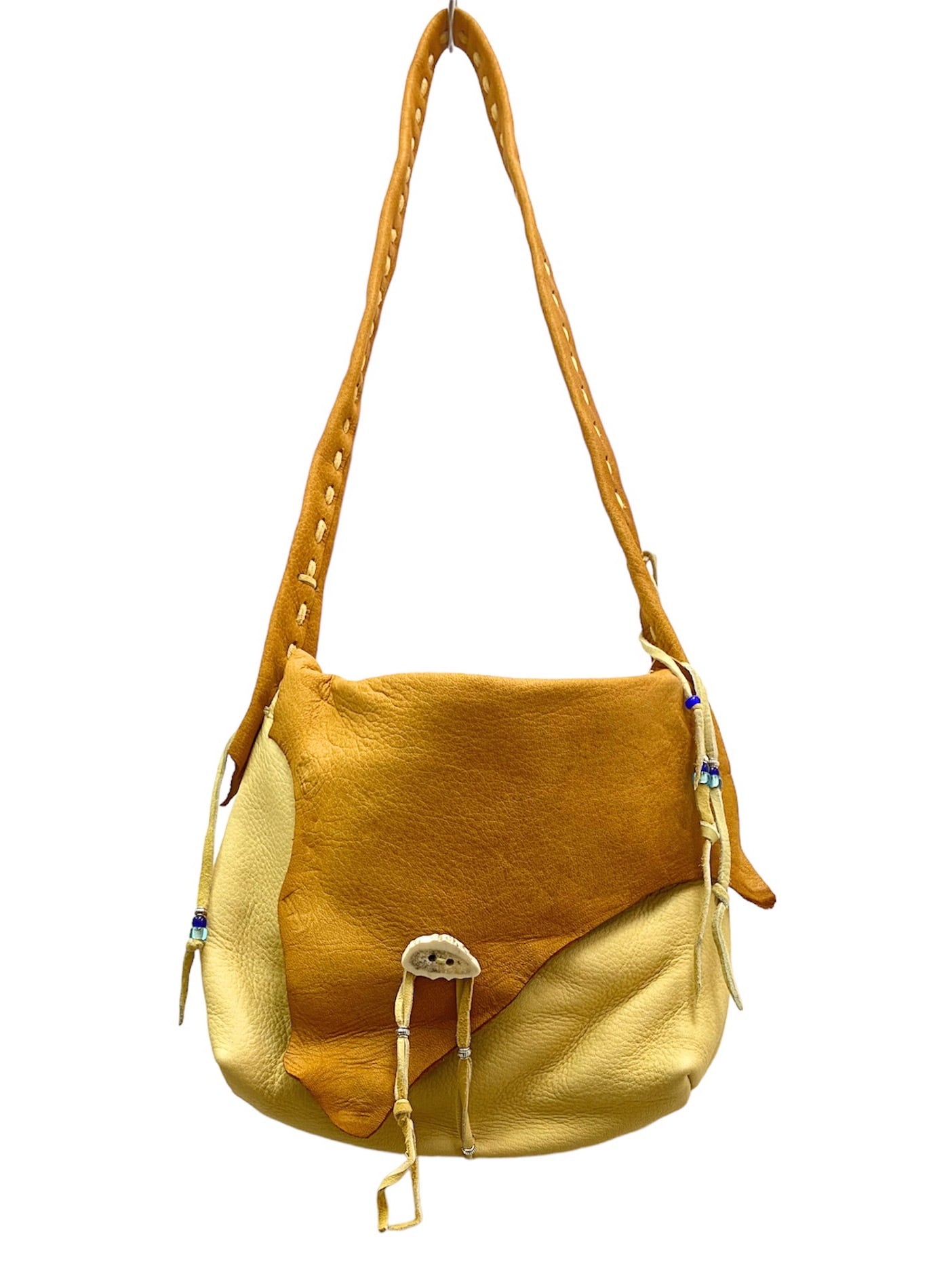 Nasngwam×Early Morning】Deerskin Messenger Bag (camel) ① Nasngwam×Early Morning】Deerskin Messenger Bag (camel) ①