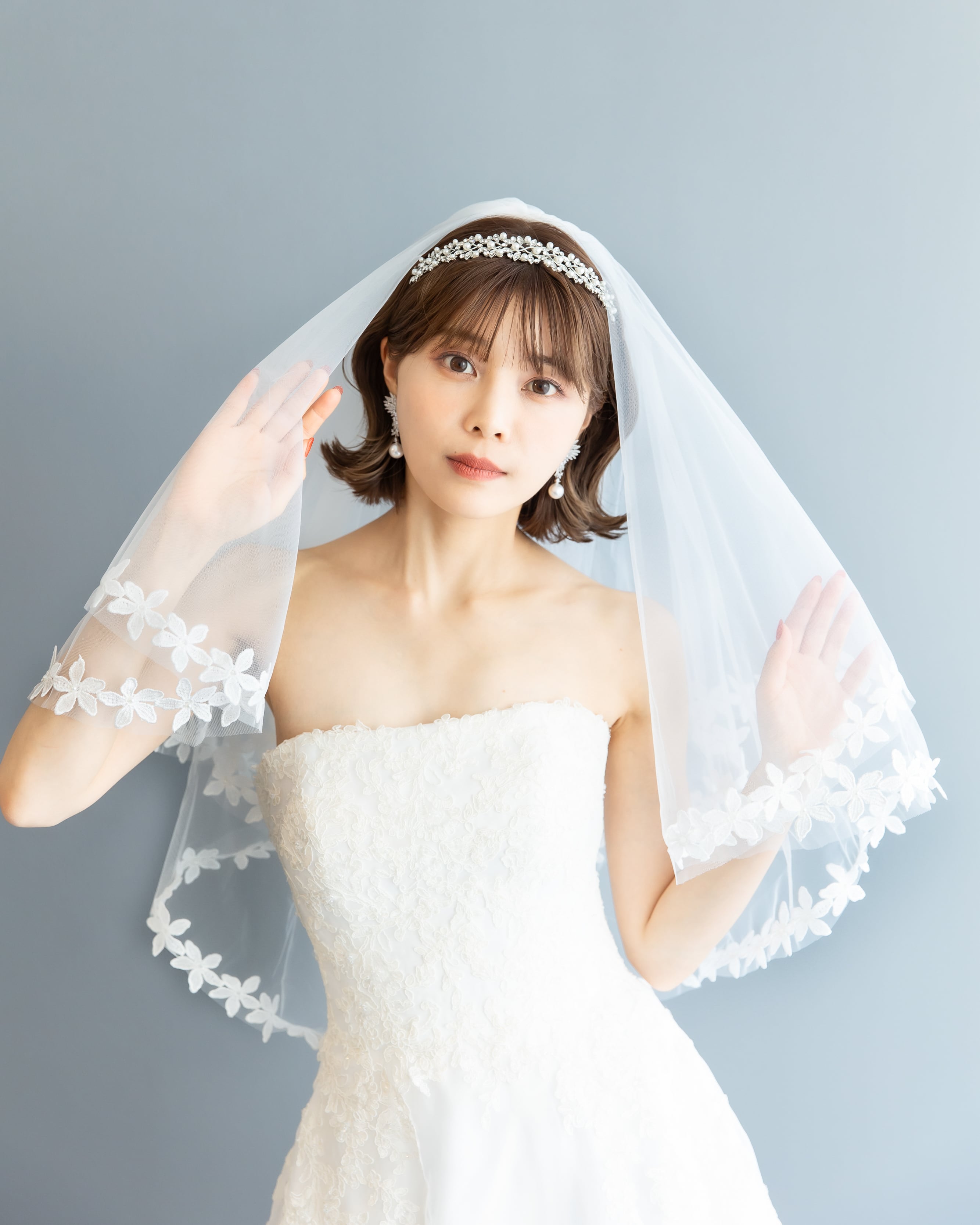 フラワーレースウェディングベール【VL2307-12】 | ブライダル