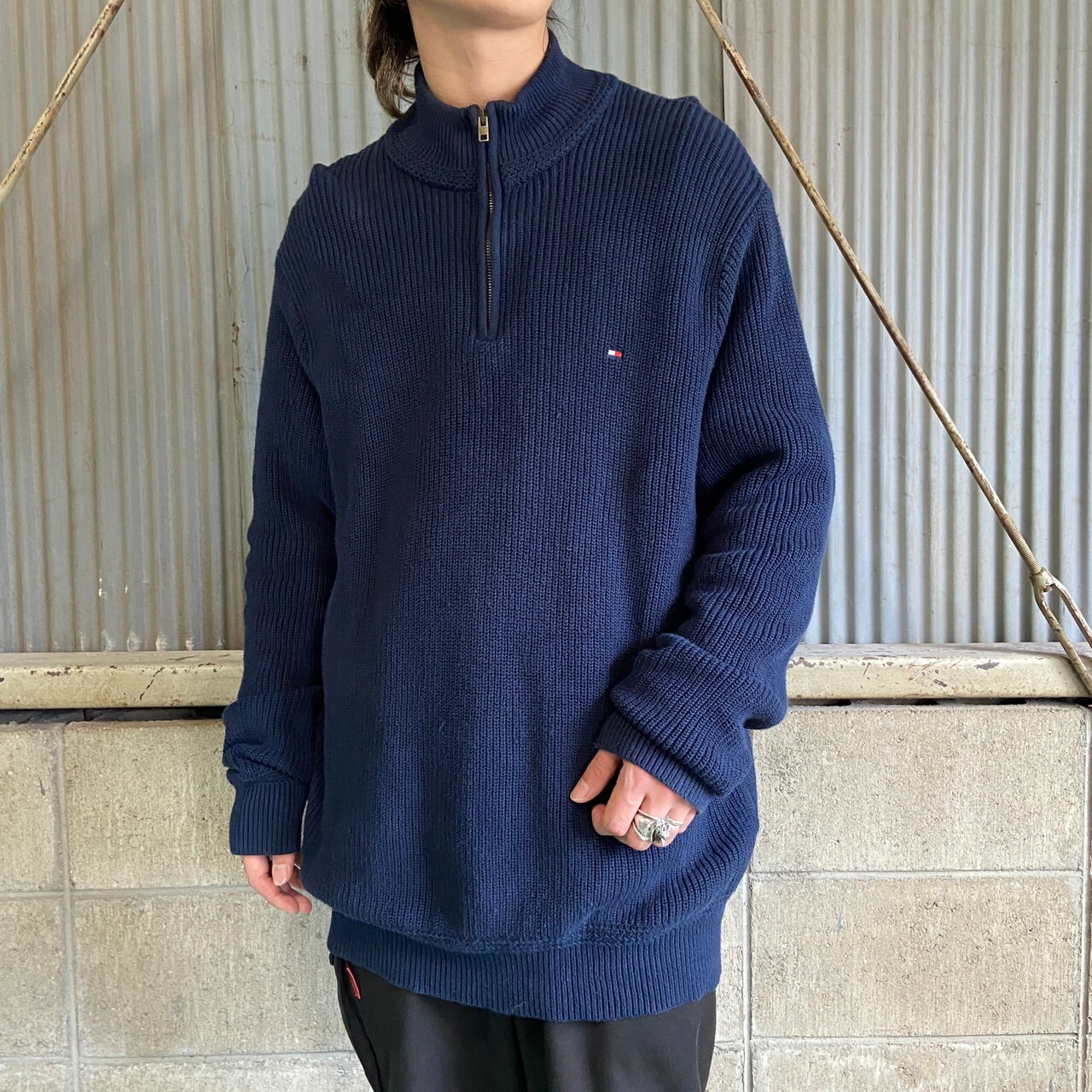 TOMMY HILFIGER トミーヒルフィガー ハーフジップ コットンニット 