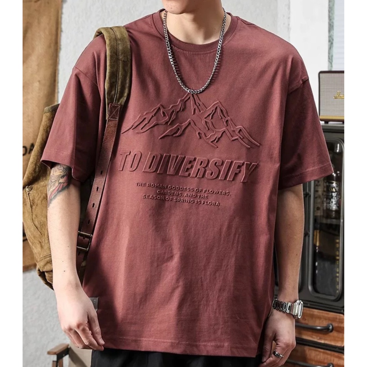 Embossed Oversized Short T-Shirt ◇2color H0221