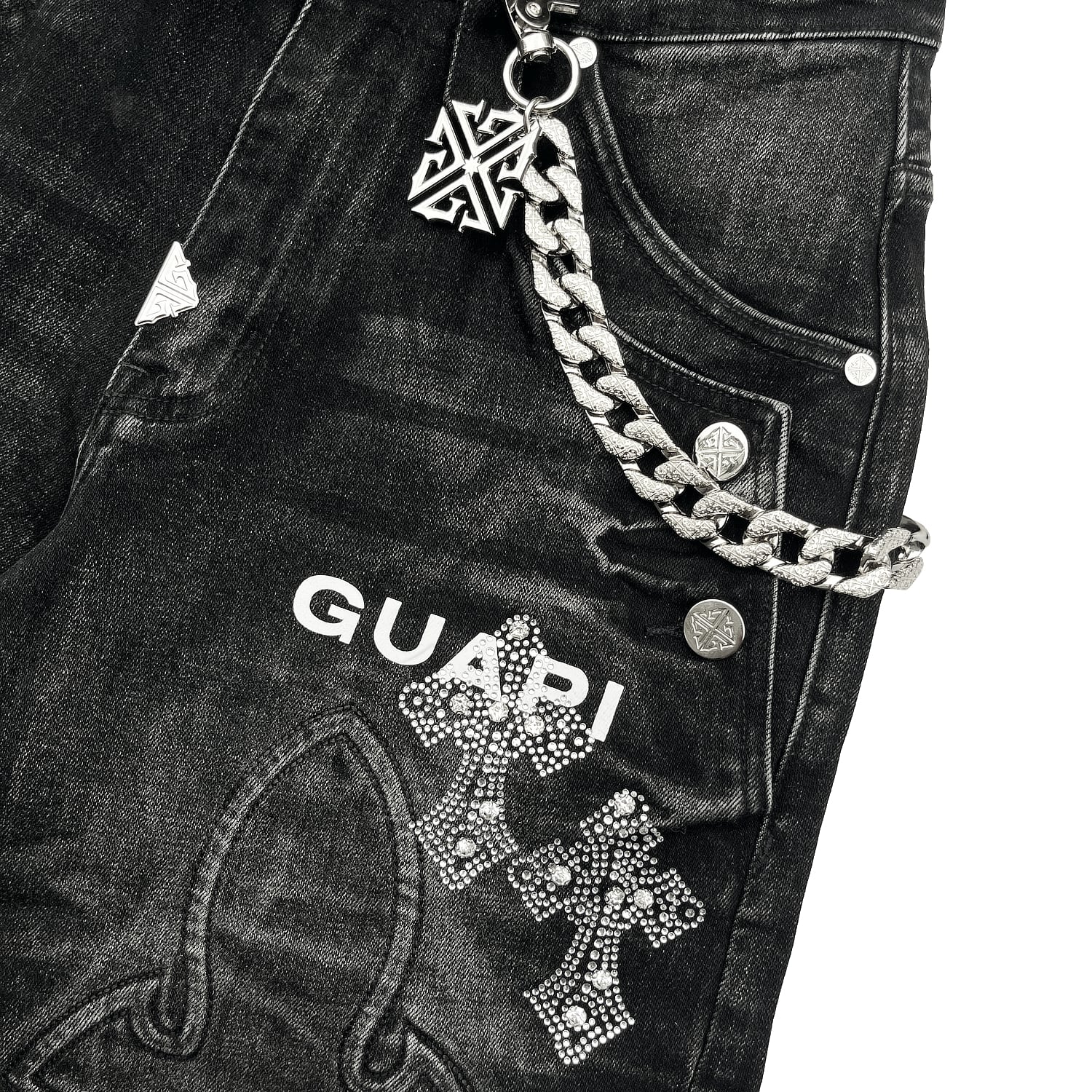 GUAPI / FADED CROSS DENIM SHORTS | HOLICK