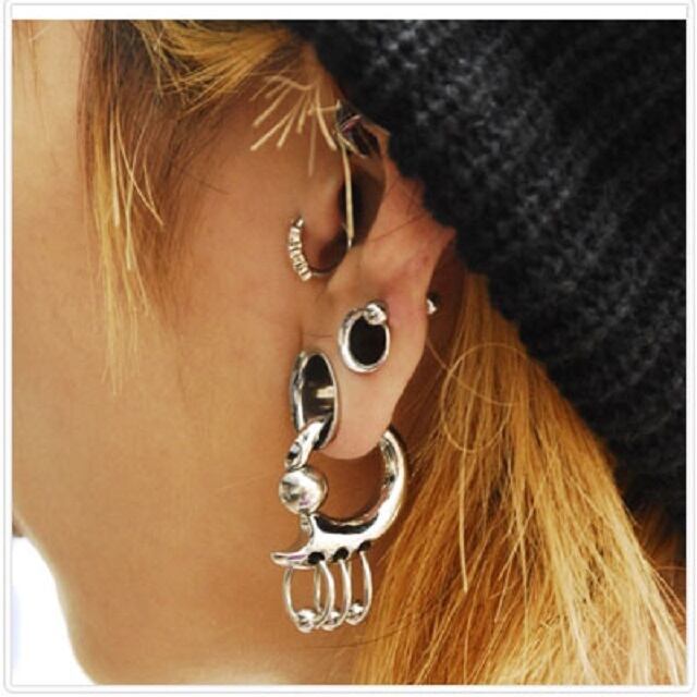 ステンレスピアス 10G 8G 3連 リング キャプティブリングピアス 拡張