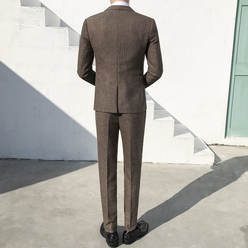 美品／希少XL TENORAS スリーピース　スーツ　ヘリンボーン　ライトグレー SLIM TAPERED_2】【秋冬】2釦シングルスリーピーススーツ 0