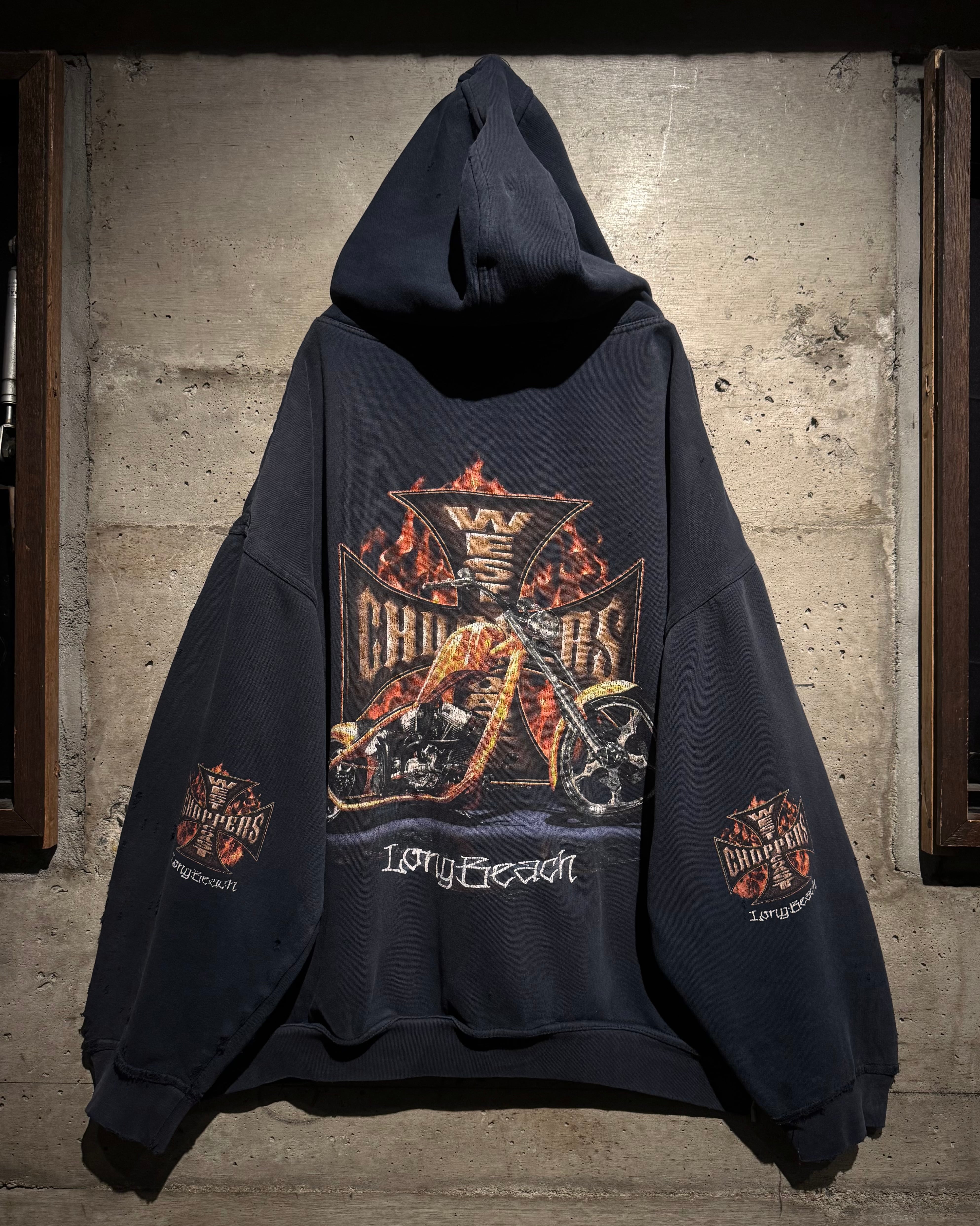Caka】“WEST COAST CHOPPERS” “Boro” Vintage Loose Pullover Hoodie