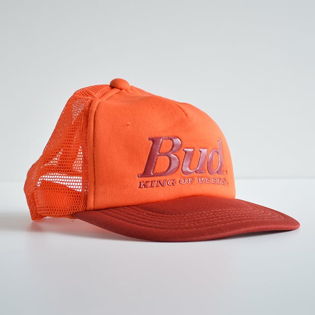 80s 90s バドワイザー（Budweiser） メッシュキャップ オレンジ デッド