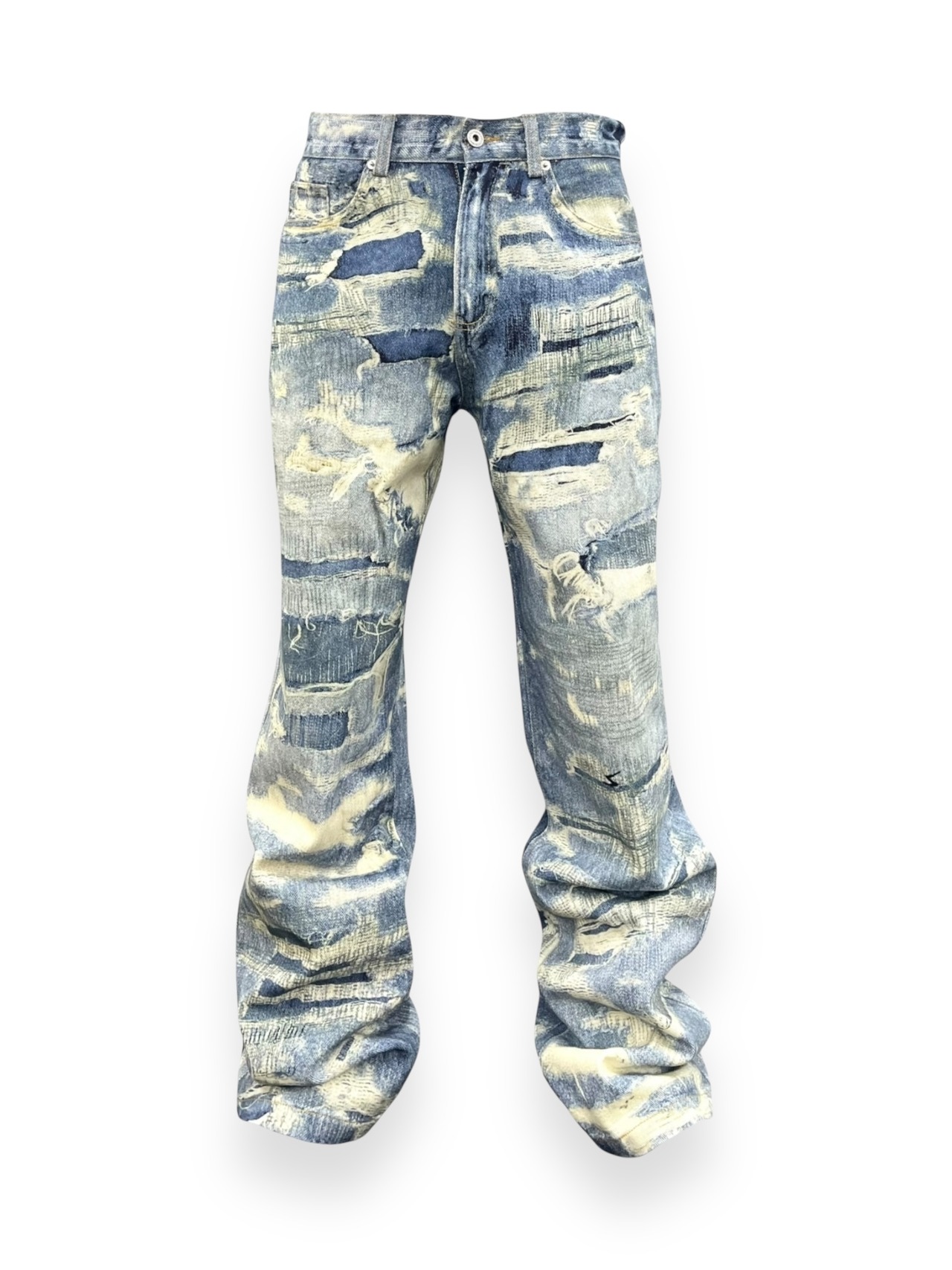 【PLANET STUDIO】distresed denim print pants
