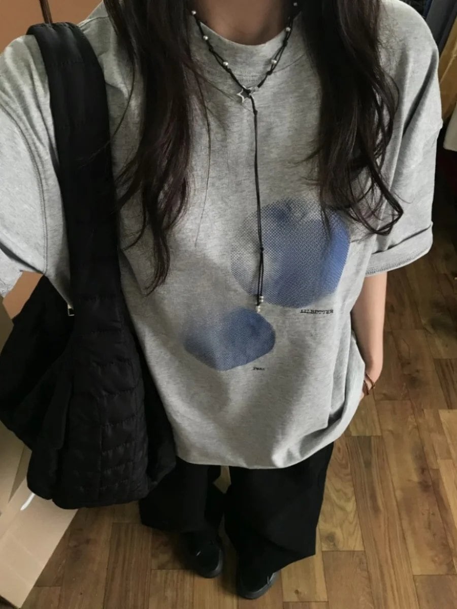 ゆったりとしたカジュアルなラウンドネック半袖Tシャツフルーツ柄グレープラスサイズ夏快適多用途女性の韓国スタイルトップ